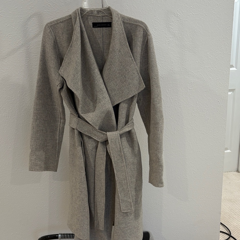 Zara Gray Belted Coat